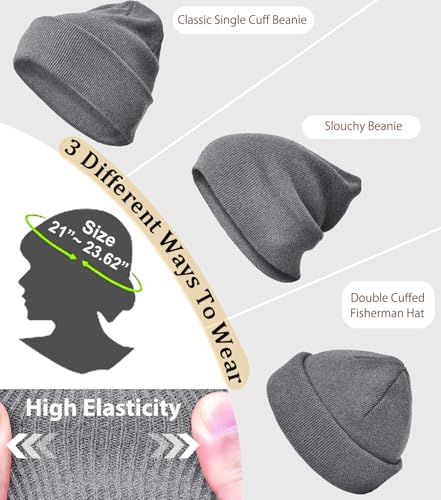 100% Cotton Beanie Hat Winter Hats Women Men Warm Knit Beanies - color: 1pcs Dark Grey