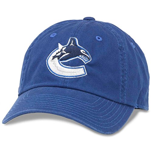 AMERICAN NEEDLE Unisex Officially Licensed NHL National Hockey League Adjustable Buckle Strap Baseball Hat - color: Vancouver Canucks (Royal Blue)