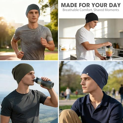 WTACTFUL 3-Pack Soft Viscose Slouchy Beanie Skull Cap for Men and Women - color: Black+green+blue
