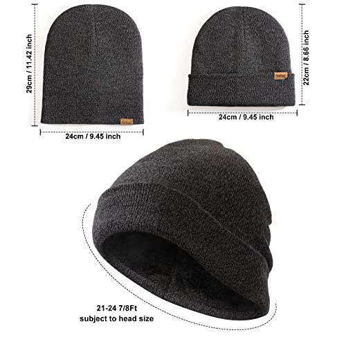 Beanie for Men Winter Thermal Cuffed Knit Hat Warm Gifts Womens Beanies - color: Charcoal Gray
