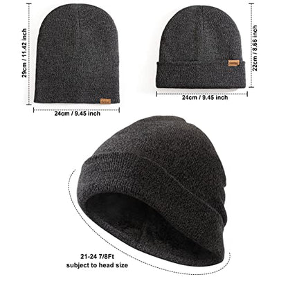 Beanie for Men Winter Thermal Cuffed Knit Hat Warm Gifts Womens Beanies - color: Charcoal Gray