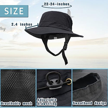 Seektop Surf Bucket Hat with UPF 50+ UV Protection, Waterproof Surfing Hat - color: Black