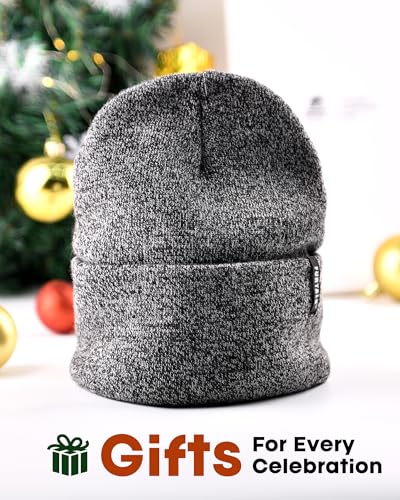 FURTALK Beanie Hat for Men Women Winter Hats for Women Men Soft Warm Unisex Cuffed Beanie Knitted Skull Cap - color: Black/White
