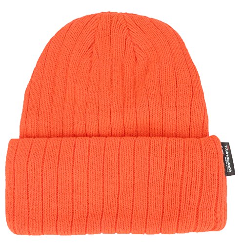 Armycrew 3M Thinsulate Insulation Fleece Lined Long Cuff Ribbed Beanie - color: Orange
