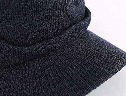 Home Prefer Men's Winter Beanie Hat with Brim Warm Double Knit Cuff Beanie Cap Watch Radar Hat - color: Grey