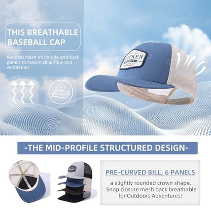 Breathable Snapback Trucker Hats Summer Baseball Caps Adjustable Outdoor Mesh Snap Back Hats for Daily Use - color: Mg-hswmbs2518-black