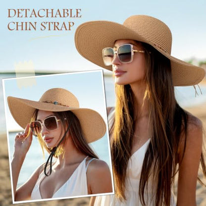 Sun Hats for Women, UPF 50+ Sun Protection, Beach Hat with Wide Brim - color: Khaki - Shell