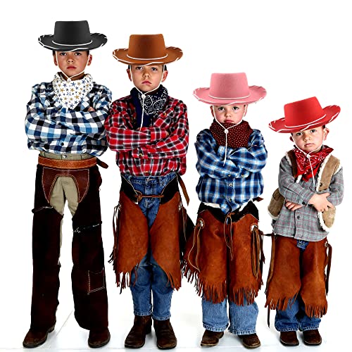 12 Pcs Child Felt Cowboy Hats Wide Brim Cowboy Cowgirl Hat Rodeo Western Hat for Kids Halloween Cosplay Accessories - color: Color Set 2