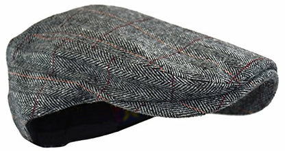 Wonderful Fashion Men's Classic Herringbone Tweed Wool Blend Newsboy Ivy Hat (Large/X-Large, Charcoal) - color: Gray Plaid, size: Large-X-Large