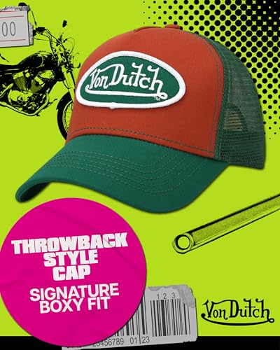 Von Dutch Unisex Trucker Hat, Colorblock, Mesh Back, Curved Bill, Snapback - color: Claystone Red
