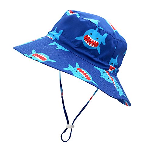 Home Prefer UPF50+ Wide Brim Sun Hat Boys Girls Sun Protection Hat Zoo Beach Swim Safari Bucket Hat for Baby Toddler Kid - color: Shark, size: 3-6 Months