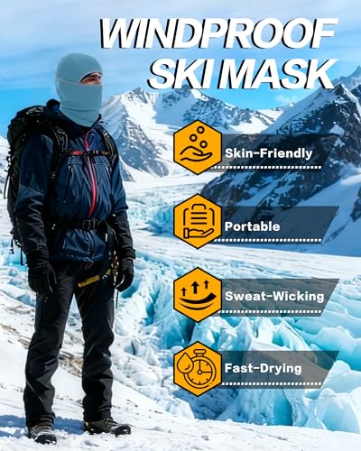 Winter Balaclava Ski Mask Warm and Fleece Full Face Cover for Men Women Cold Weather Skiing Motorcycle Neck Warmer - color: Black+blue