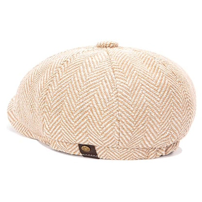 Men's Wool Newsboy Cap 8-Panel Tweed Taxi Hat Herringbone Gatsby Flat Hats - color: Khaki