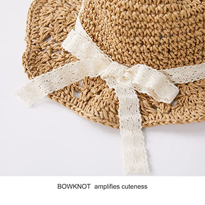 pureborn Baby Toddler Girls Straw Sun Hat Summer Beach Hat - color: Brown, size: 2-5T