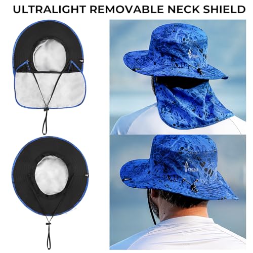 KastKing Sol Armis UPF 50 Boonie Hat for Sun Protection,Men Women - color: Deep Blue (With Shield)