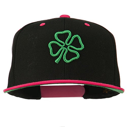 3D Clover Embroidered Two Tone Snapback Cap - color: Black Pink