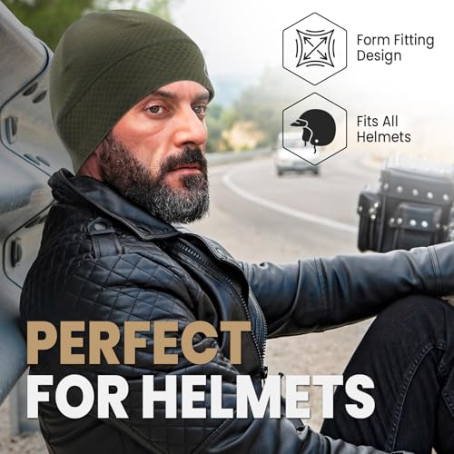 Skull Cap for Men Women Unidirectional Moisture Absorption & Sweat Wicking Quick-Dry Running Hat Beanie, Thermal Helmet Liner - color: Green