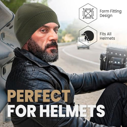 Skull Cap for Men Women Unidirectional Moisture Absorption & Sweat Wicking Quick-Dry Running Hat Beanie, Thermal Helmet Liner - color: Green
