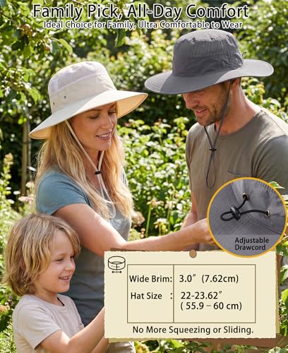 Home Prefer UPF 50+ Men's Sun Hat Wide Brim Bucket Hat UV Protection Hat for Mens Womens Beach Safari Gardening Golf Fishing - color: Dark Gray