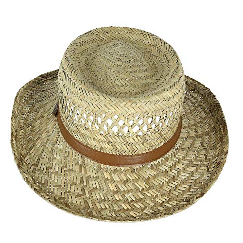 Rush Straw Gambler Hat with Wide Brim - size: Large