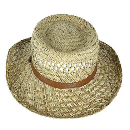 Rush Straw Gambler Hat with Wide Brim - size: Small
