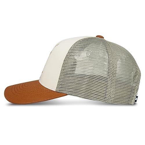 Lucky Brand Trucker Hat | Snapback | Adjustable | Mesh Back | Retro | Baseball Cap | Golf | Fishing | American Heritage - color: Burger Joint - Terracotta