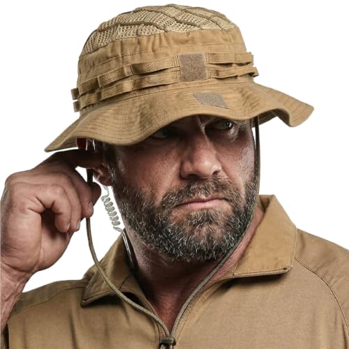 CQR Men's Tactical Boonie Hat, Breathable Packable Sun Hat for Hunting, Hiking, Fishing, Shooting, and Outdoor Activities - color: Sentinel Cougar, size: Small-Medium
