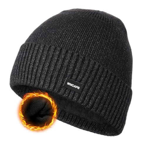 Wmcaps Fleece Lined Beanie Warm Winter Knit Hat for Men Women Cold Weather - color: Slate Gray