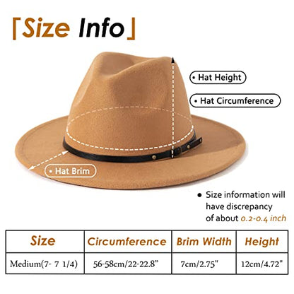 Lisianthus Women Belt Buckle Fedora Hat - color: Camel