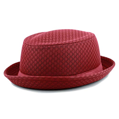 The Hat Depot Unisex Light Weight Classic Soft Cool Mesh Pork Pie hat - color: Burgundy, size: Large-X-Large