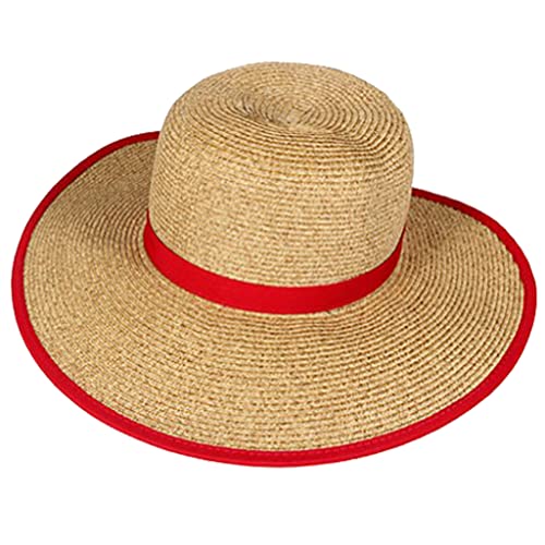 Sun 'N' Sand French Laundry Straw Sun Hats for Women - Backless, Foldable, and Packable Hat - Beach Hat for Women - 4" Brim - color: Red