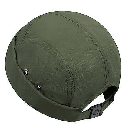 CLAPE Brimless Cap for Men Lightweight Breathable Nylon 5 Panel Docker Cap Waterproof No Visor Worker Rolled Cuff Leon Hat - color: Dbh01-green