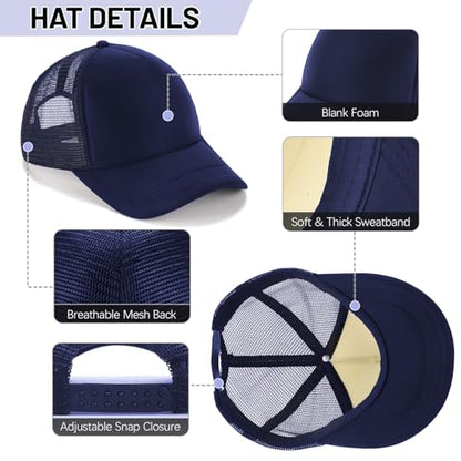 Ultrafun 10 Pack Trucker Hat Mesh Sublimation Blank Hats Adjustable Baseball Caps Hats for Men Women - color: Navy