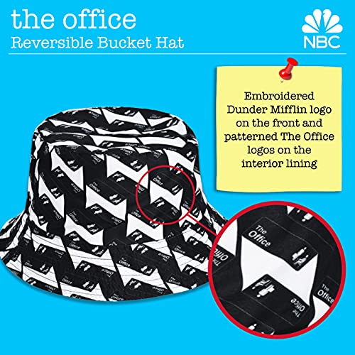 The Office Dunder Mifflin Bucket Hat, Packable Travel Hat, Wide Brim Summer Hat - color: Gray and Black, size: One Size