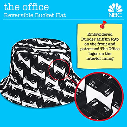 The Office Dunder Mifflin Bucket Hat, Packable Travel Hat, Wide Brim Summer Hat - color: Gray and Black, size: One Size
