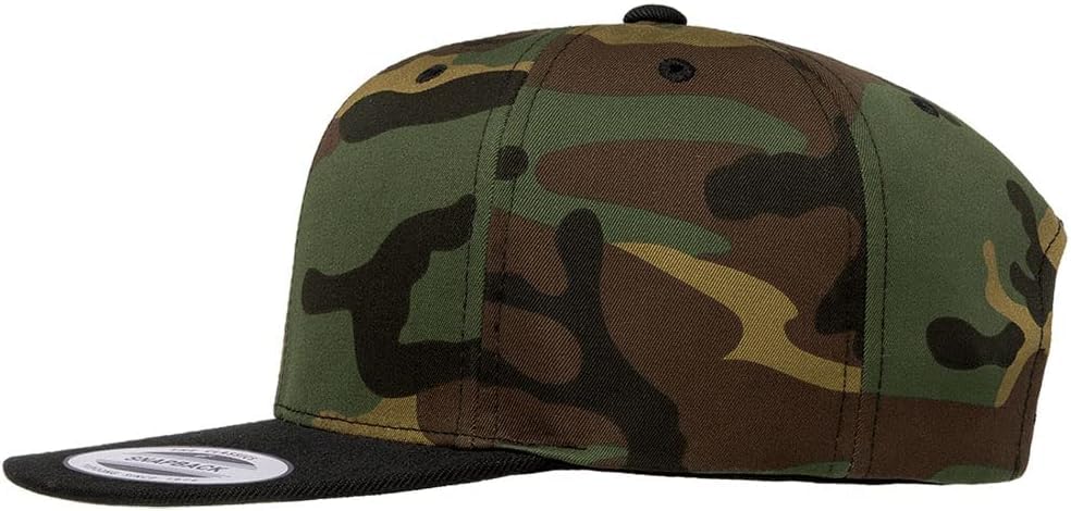 YP Classics 6089 Wool-Blended 6 Panel High Profile Flatbill Snapback Cap - color: Camo/Black