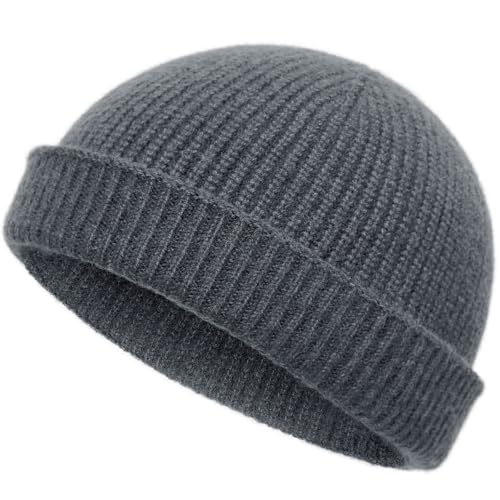 vidsel Thin Wool Fisherman Beanie Hat for Men Women Fall Winter Fashion Cap - color: 1-grey