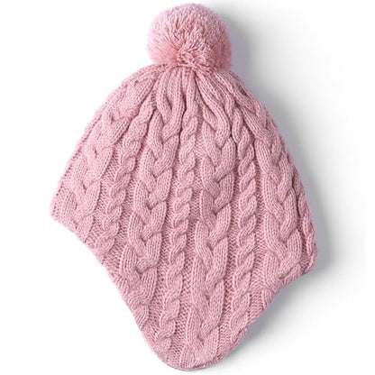 Duoyeree Kids Beanie Dinosaur Pom Pom Knit Winter Hat Fleece Lined for 1-7T - color: Ab-pink, size: 2-4T