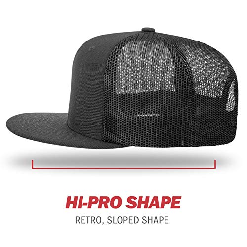 Richardson Unisex 511 Flatbill Trucker Adjustable Snapback Baseball Cap - color: Solid Black