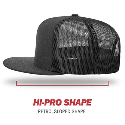 Richardson Unisex 511 Flatbill Trucker Adjustable Snapback Baseball Cap - color: Solid Black