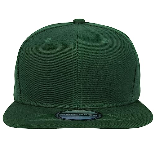 Gelante Snapback Hats for Men - Flat Bill Brim Baseball Cap Hat - Plain Blank Adjustable - color: Dark Green