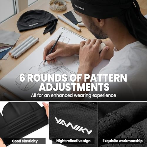 YANIKY Do rag Bandanas for Men, Breathable Skull Caps Dew Rags for Women - color: Black+white+grey