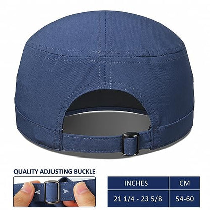 GADIEMKENSD Stretch Army Cap Cadet Military Hats Flat Top Baseball Cap Short Bill Breathable - color: Navy