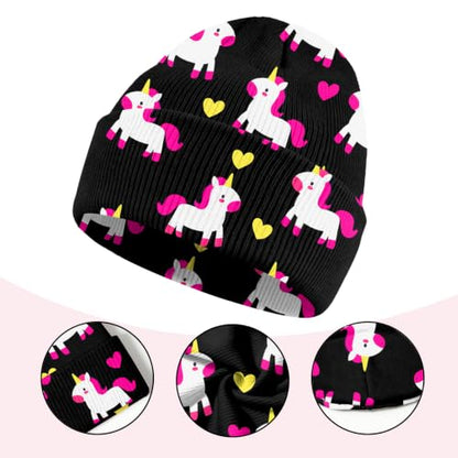 Kids Beanie Knit Hat Winter Unisex Cuffed Beanies Skull Cap Warm Double Layer Thick Acrylic Cute for Girls Boys - color: Black
