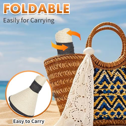 Barelove Sun Straw Hat Wide Brim Shape Hat with UPF 80+, Packable Foldable Floppy Summer Beach Hat for Women Men - color: Beige - Wide Wrap