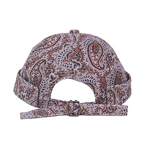 Mens Printed Docker Cap Hats Beanie Sailor Cap Hat Rolled Cuff Retro Brimless Hat - color: Khaki