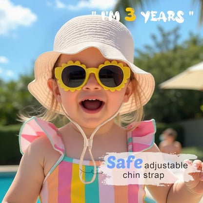 Muslin Baby Sun Hat Sun Protection Baby Toddler Bucket Hats for Boys Girls - color: Beige + Green, size: 2-4T
