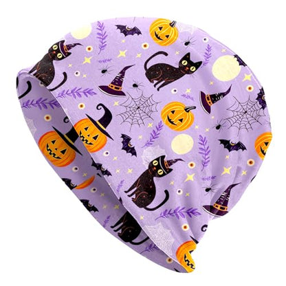 Slouchy Beanie Hat Skull Cap Chemo Headwear Baggy Hats for Men Women Running Cycling - color: Halloween Pumpkin