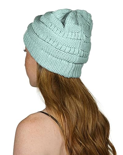 Gravity Threads Knit Soft Stretch Beanie Cap - color: Mint