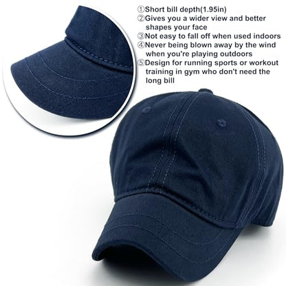 Loneshark Short Brim Baseball Cap for Running Small Bill Umpire Hat - color: Navy